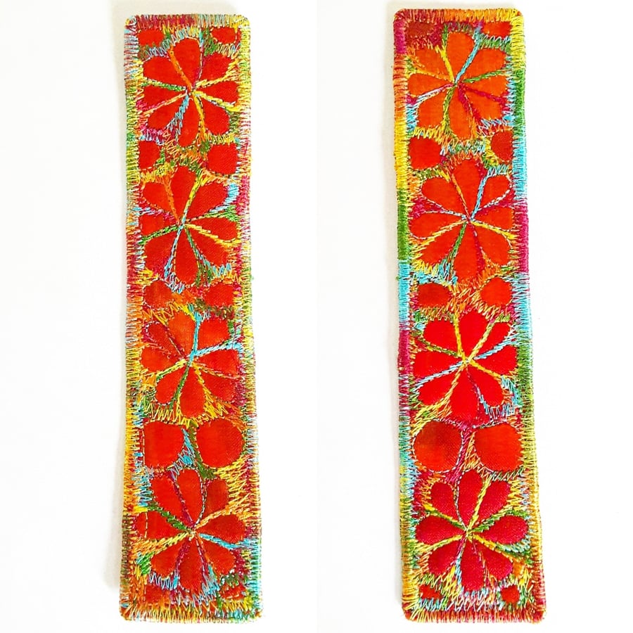 Textile Bookmark with Free Machine Embroidery 