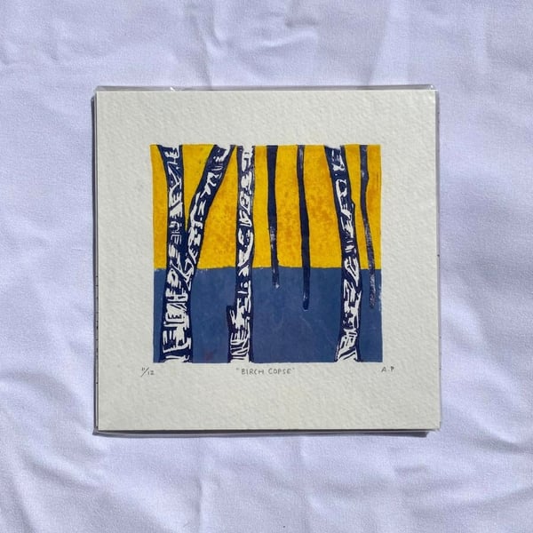 Birch Copse - Origainal Lino Print 