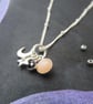 Sterling silver satellite chain moon and star gemstone cluster charm necklace - Image 3