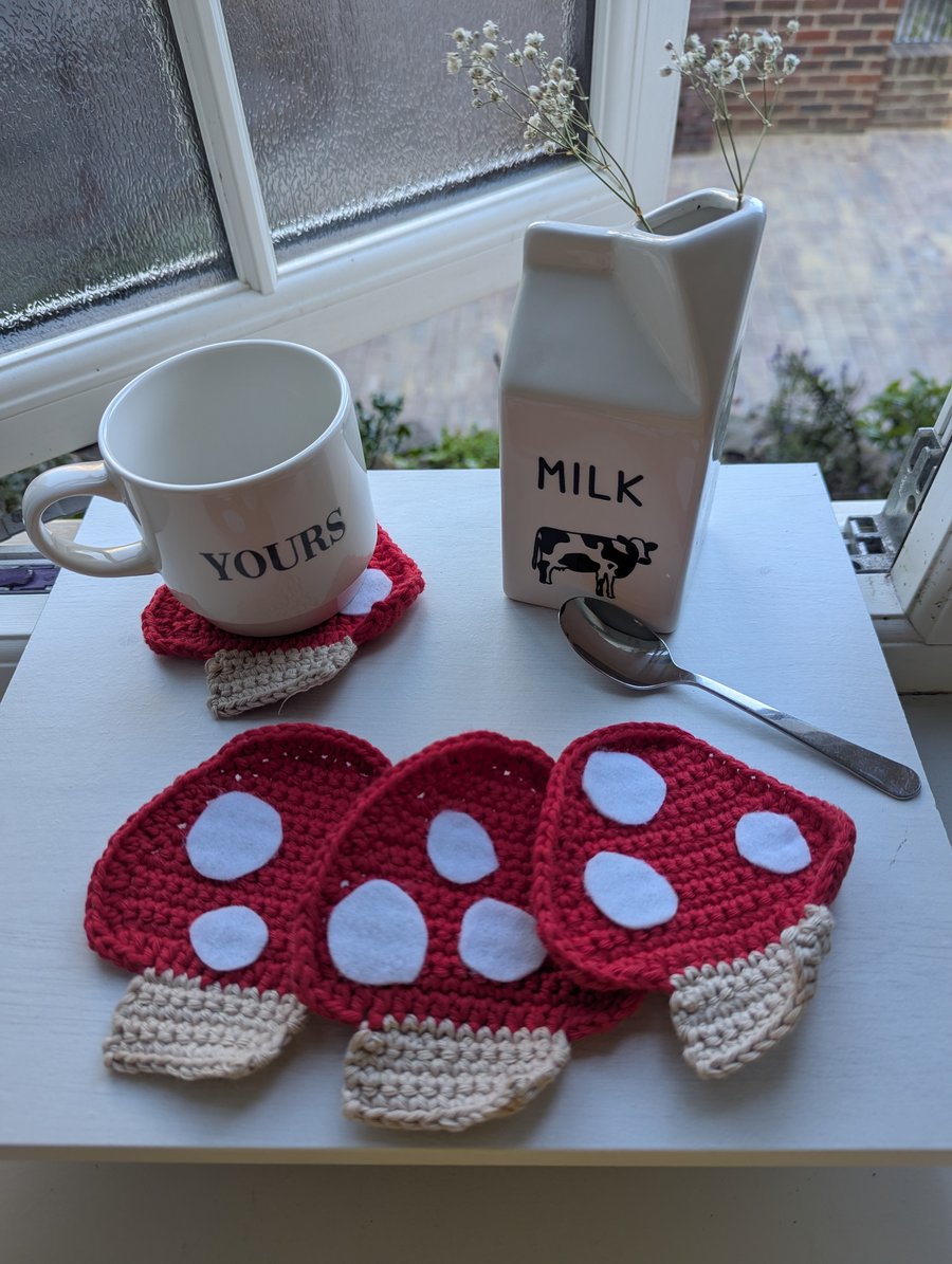 Crochet Toadstools Coasters 