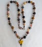 Jasper knotted cord necklace in earthy colours with yellow howlite star - Image 2