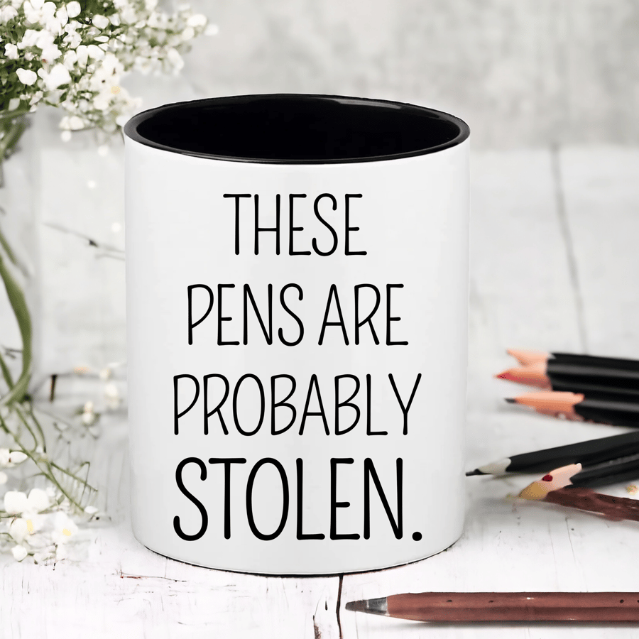 These Pens Are Probably Stolen - Novelty Funny Pen  Pencil Pot