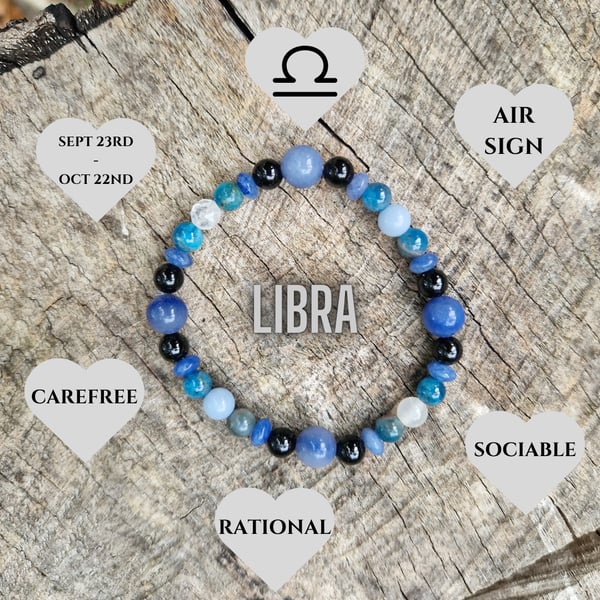 Libra Zodiac Star Sign Gemstone Bracelet 