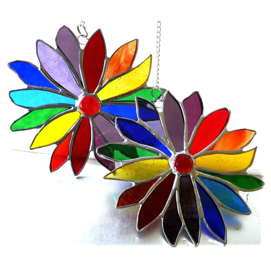 Rainbow Flower Stained Glass Suncatcher 060 or 061