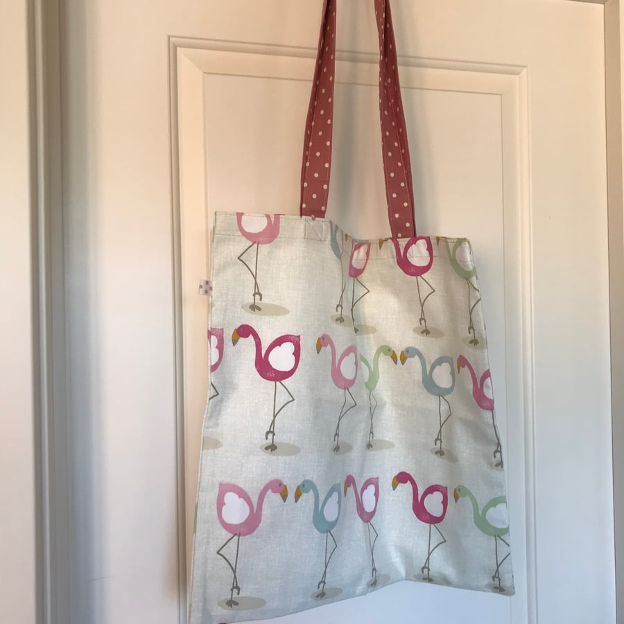 Flamingo bag with spotty straps