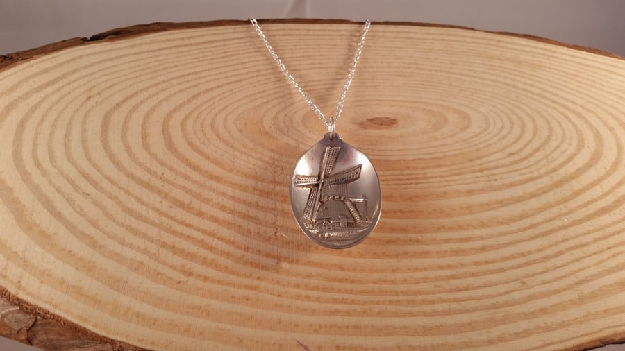 Upcycled Silver Plated Windmill Spoon Necklace