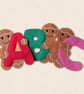 Gingerbread Initial Decoration - Embroidered Felt Hanging Decor