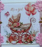 New Baby Girl - Hand Crafted 3D Decoupage Card - Its a Girl (3792)