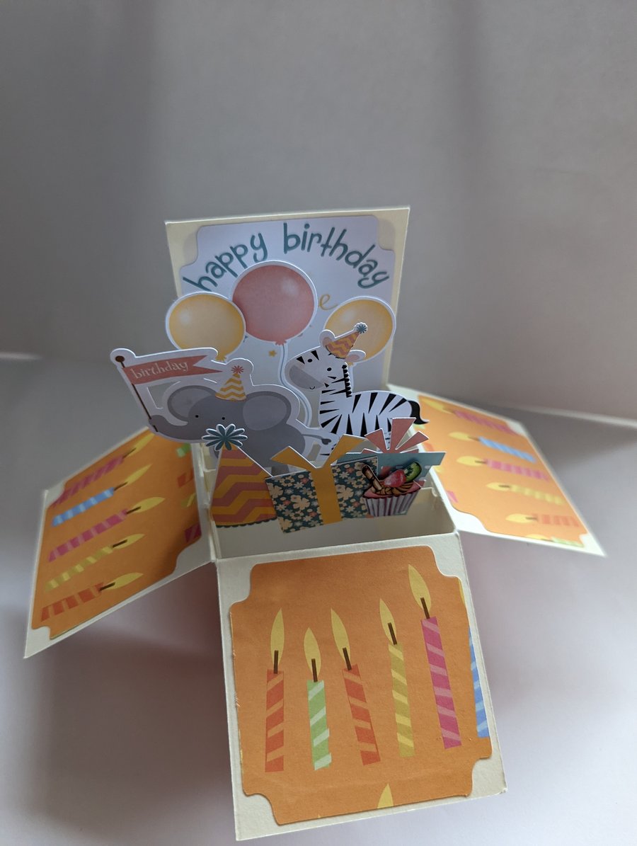 Elephant & Zebra Birthday Box Card - SPECIAL OFFER