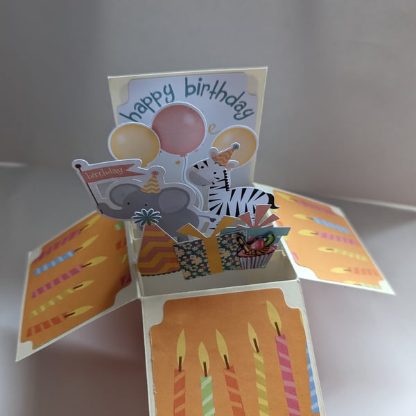 Elephant & Zebra Birthday Box Card - SPECIAL OFFER