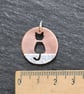 Copper and  sterling silver cat on a wall pendant - Image 3