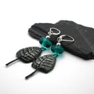 lampwork glass and ceramic tree earrings