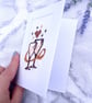 Wedding Cross Stitch Card, Hand Embroidered Anniversary Card, Champagne Glasses 