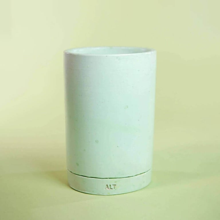 Green Jesmonite Concrete Plant Pot, Indoor Planter with Drainage hole & tray