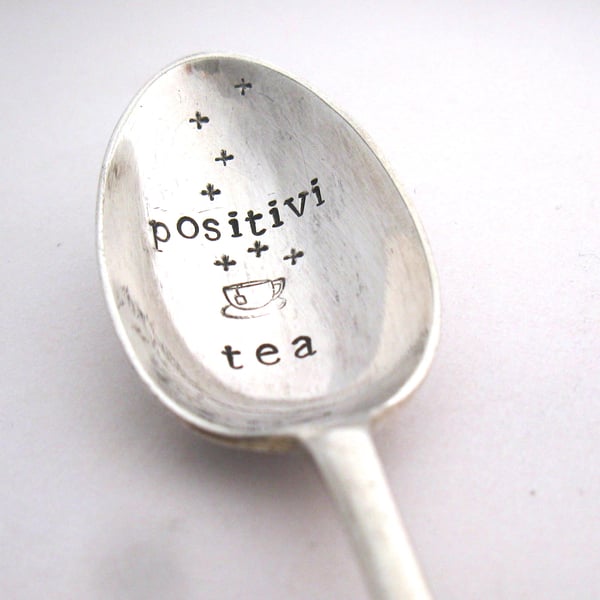 Positiviteaspoon, Handstamped Vintage Spoon