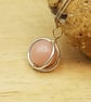 Minimalist pink Opal circle pendant. Sterling silver. October birthstone - Image 1