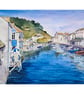 The Harbour, Polperro, Cornwall,  Original Watercolour Painting, Mounted