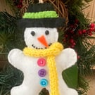 Felt snowman with yellow scarf 