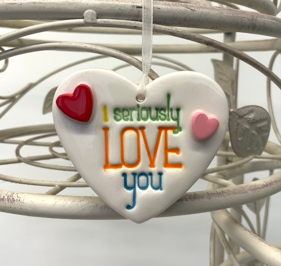 Ceramic love heart decoration I Love You