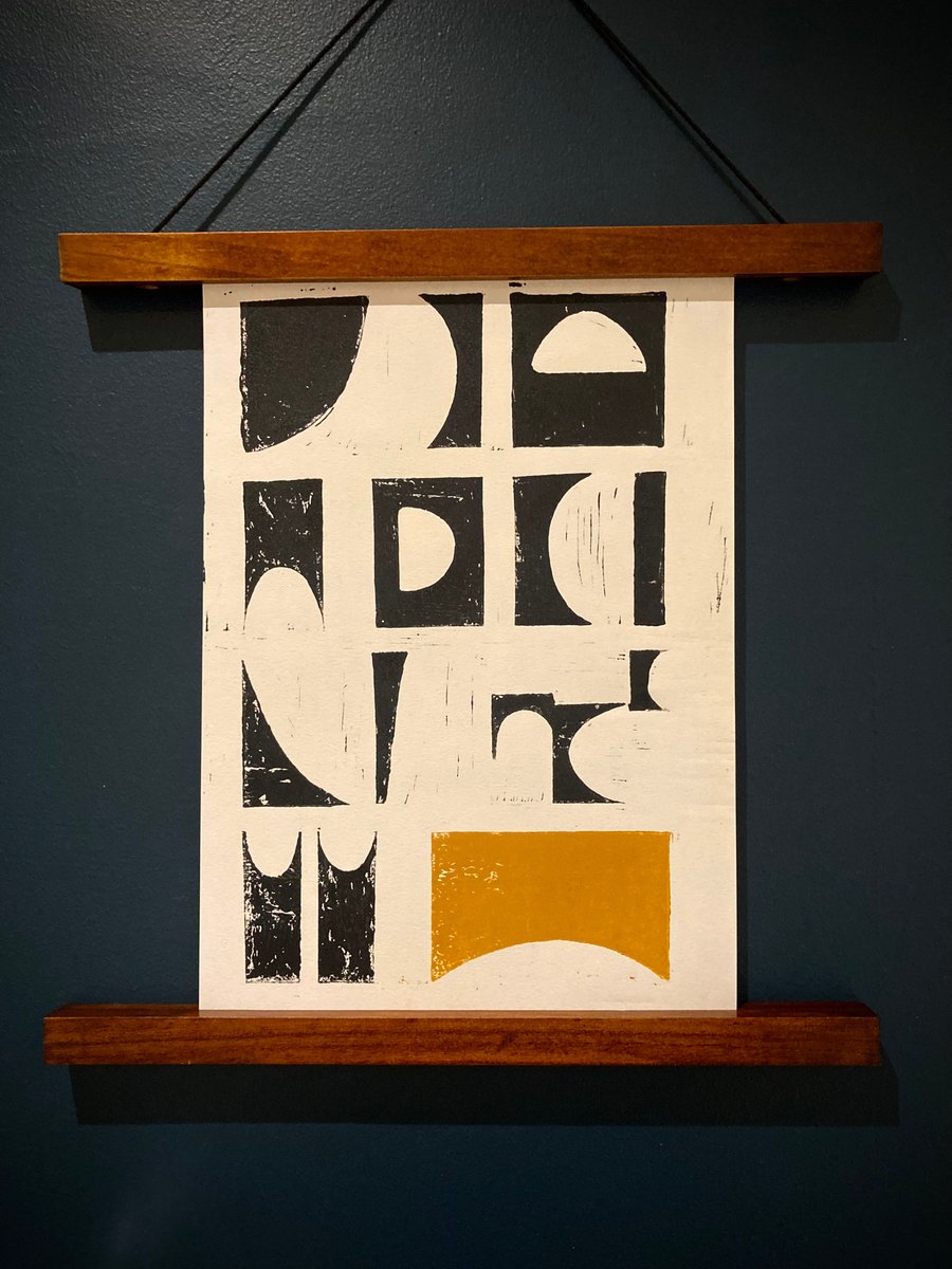 Mid Century Geometric Lino Print