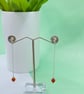 Sterling silver chain earrings with rare nanhong agate stones  - Image 3