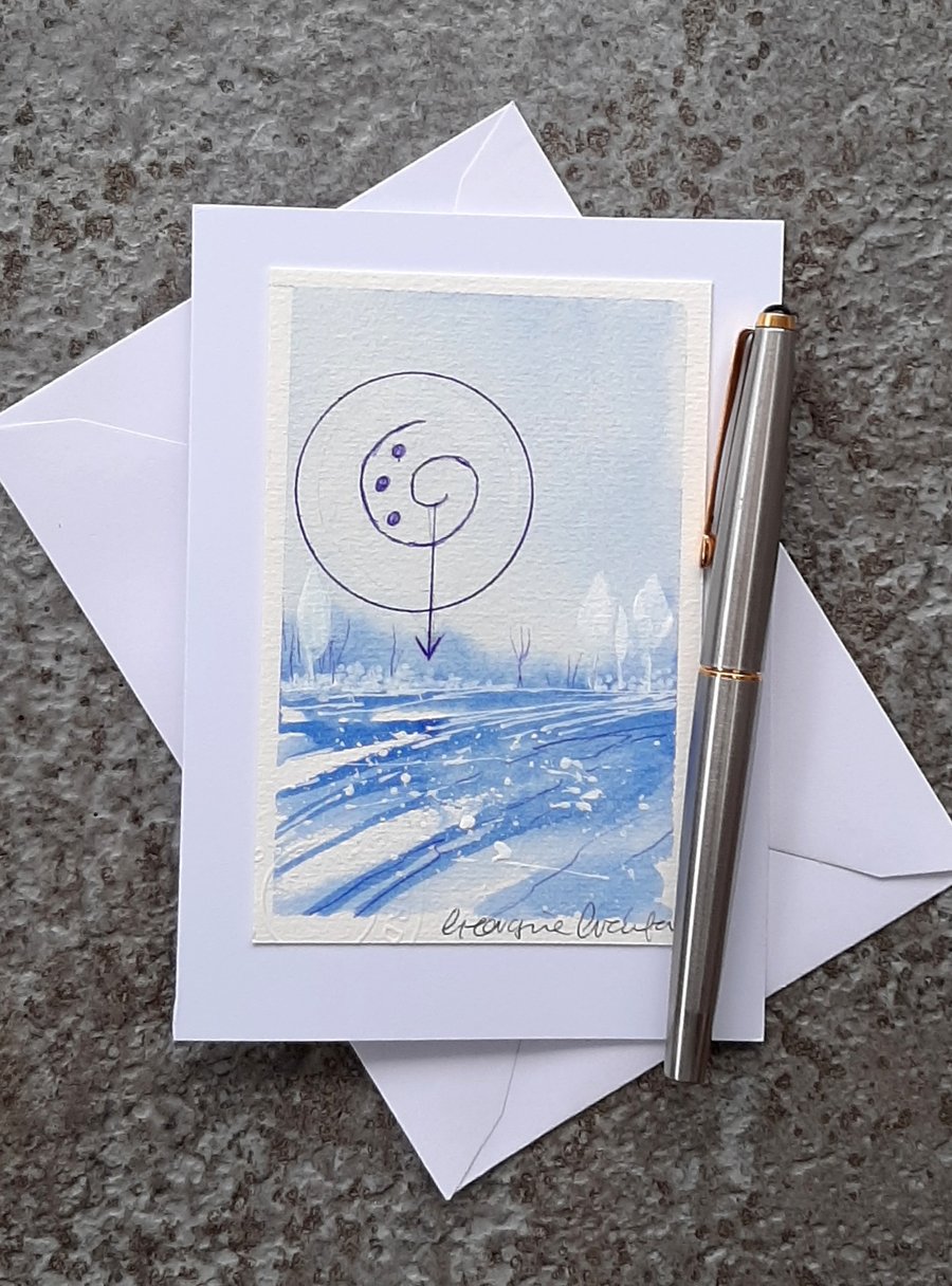 Cleansing  Handpainted Blank Card. Wicca Symbol Sigil Rune