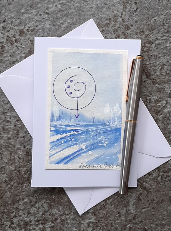 Cleansing  Handpainted Blank Card. Wicca Symbol Sigil Rune