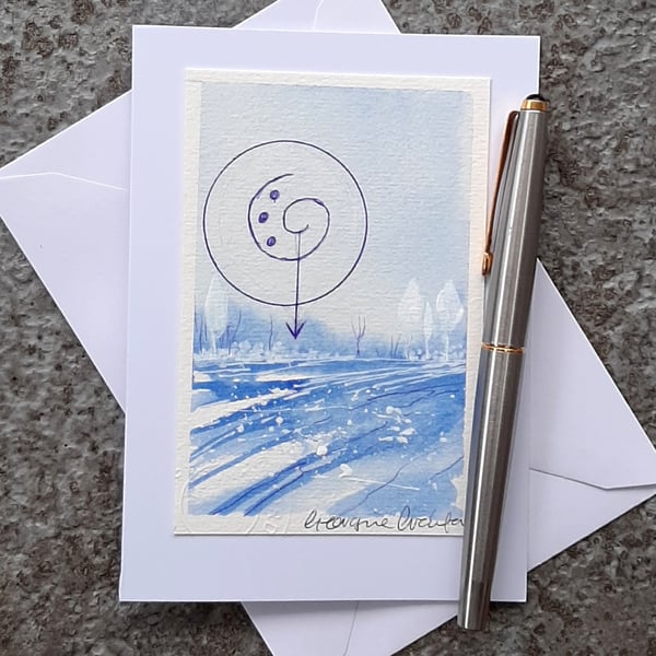Cleansing  Handpainted Blank Card. Wicca Symbol Sigil Rune