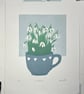 Snowdrops original reduction Lino print - Image 4