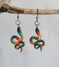 Rainbow Dangly Snake Earrings - Image 1