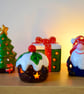Hand-Painted Christmas Pudding Tea Light Holder -Ceramic Christmas Candle Holder - Image 4