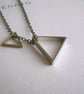Double Triangle charm necklace - geometric mixed metals on brass - modern - Image 4