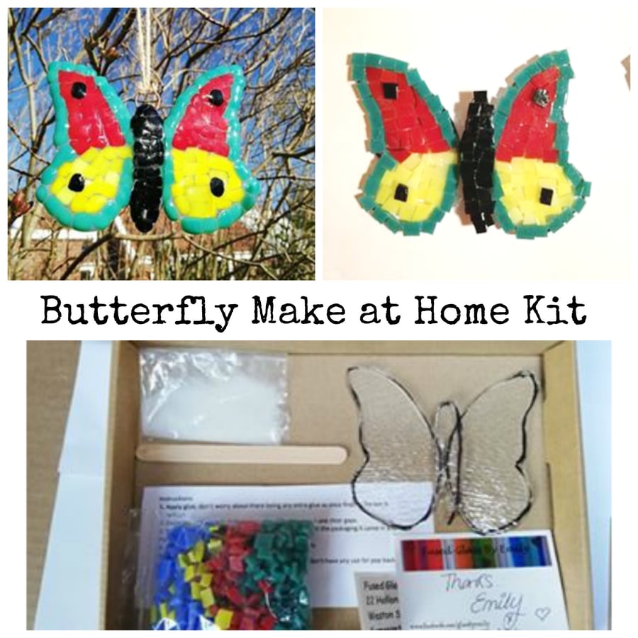 Fused Glass Butterfly Make at Home Kit, suitable for all ages