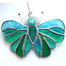 Teal Butterfly Suncatcher Stained Glass Handmade 
