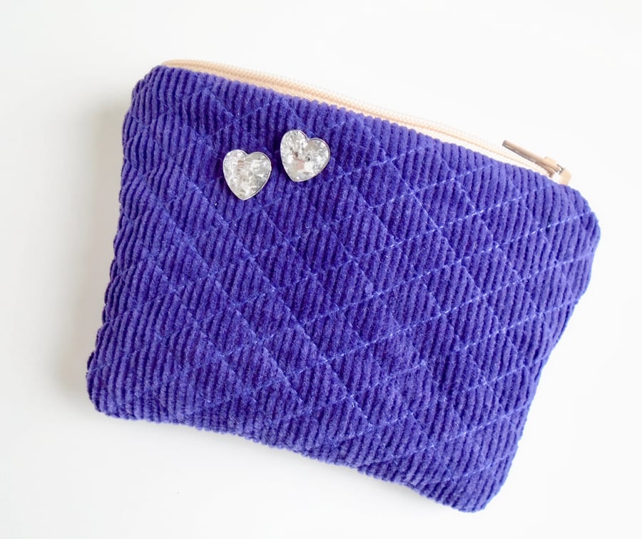 Clearance -  Quilted Purple Corduroy  Purse 