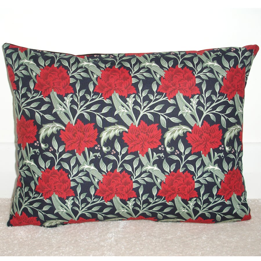 William Morris Cushion COVER Hammersmith Oblong 16" x12" Red Black