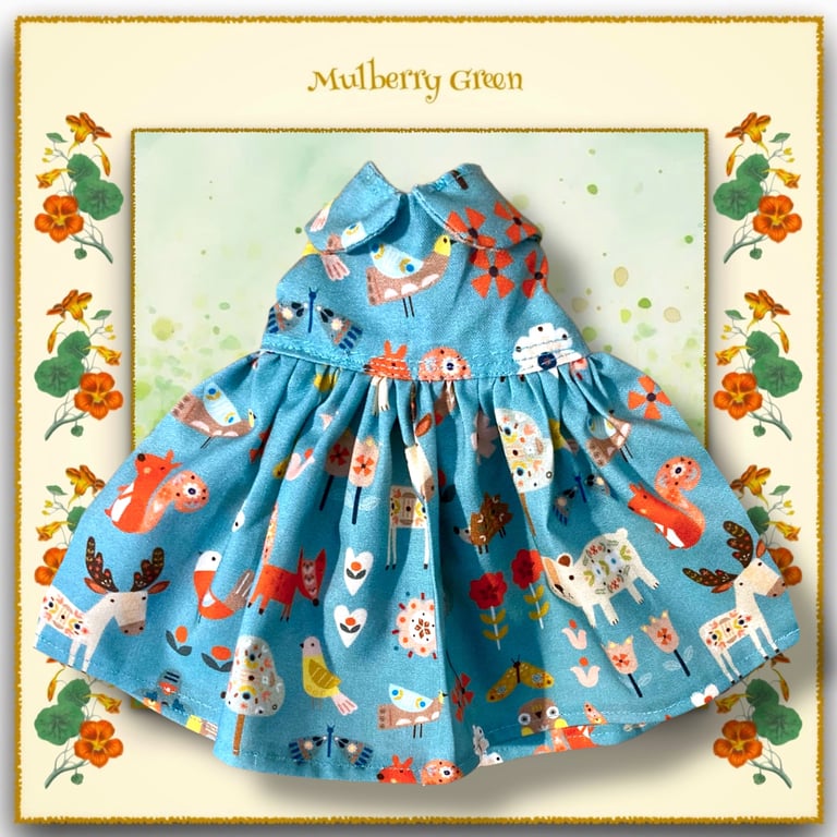 Turquoise Woodland Creatures Dress