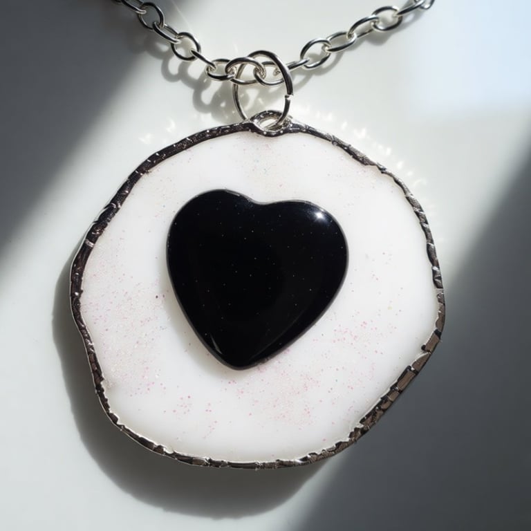 Heart Shaped Black Obsidian Crystal Pendant Necklace