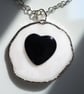 Heart Shaped Black Obsidian Crystal Pendant Necklace