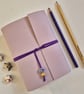 Lilac Leather Journal, Notebook or Sketchbook, with Chrysanthemum, A6 - Image 2
