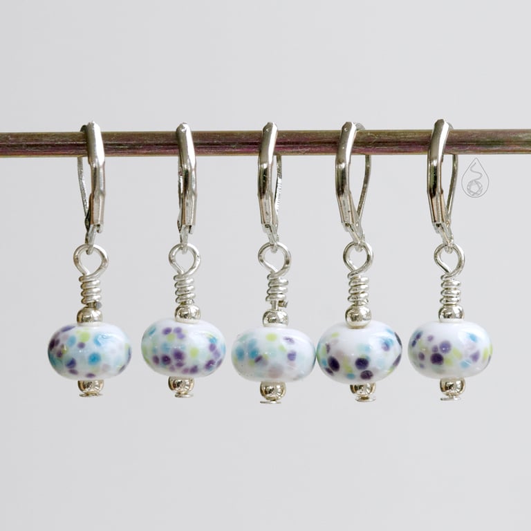Lampwork Stitch Markers - Peacock Blues