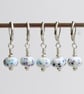 Lampwork Stitch Markers - Peacock Blues - Image 1