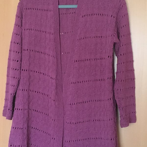 Hand Knitted Lacy Cardigan - Folksy