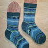 Hand knitted socks, MONET WATER LILIES - SMALL size 4-5