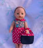 Red polka dot dolls outfit, dress, bag and scrunchie for Our Generation BabyBorn - Image 6