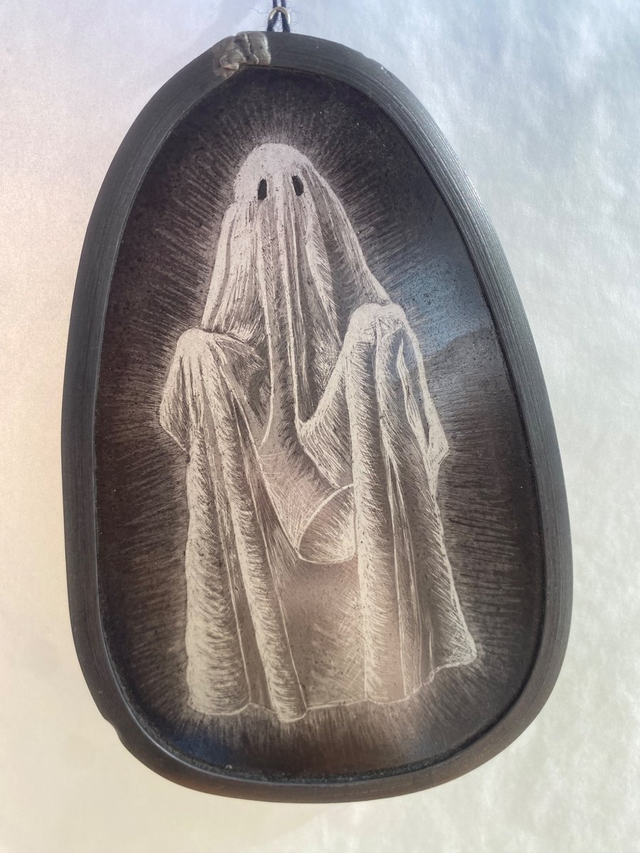 Ghost with arms up hanging glass ornament