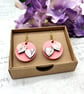 Pale pink heart washi paper blossom wooden earrings - Image 10