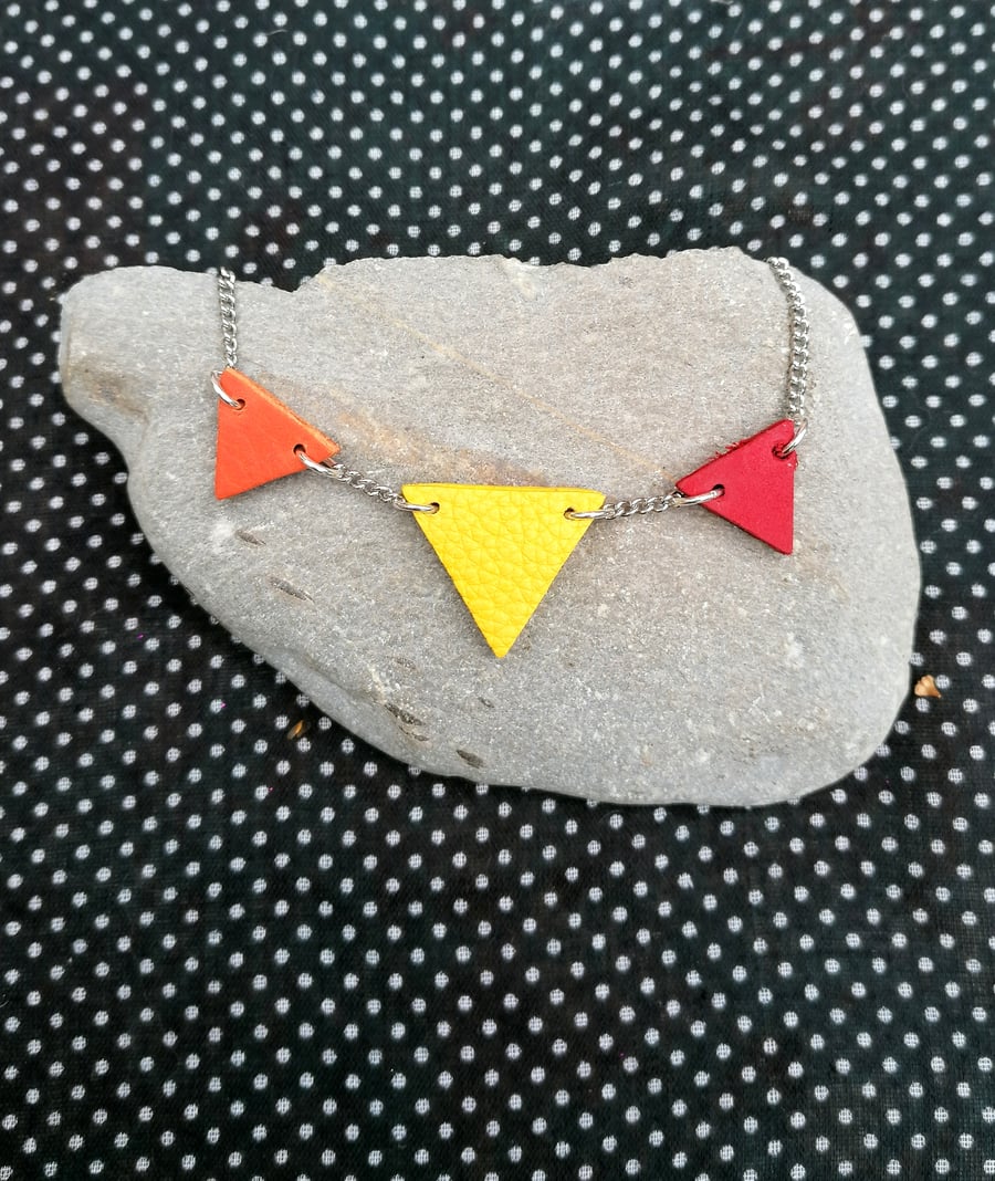  Trilogy Repurposed Leather Necklace - Colourful & Eco Friendly - Sunshine