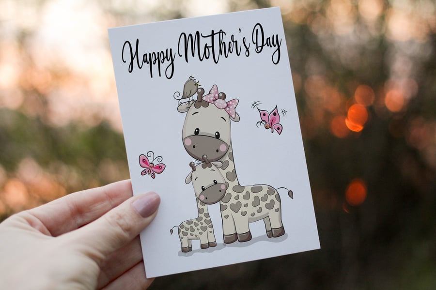 Giraffe and Baby Happy Mother's Day Card, Wonderful Mum, Card for Mum