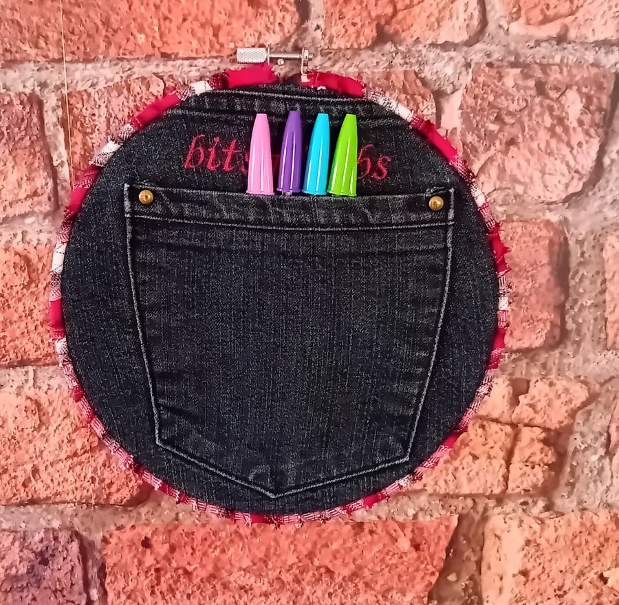 Handmade Denim Pocket Wall Hanging - Medium